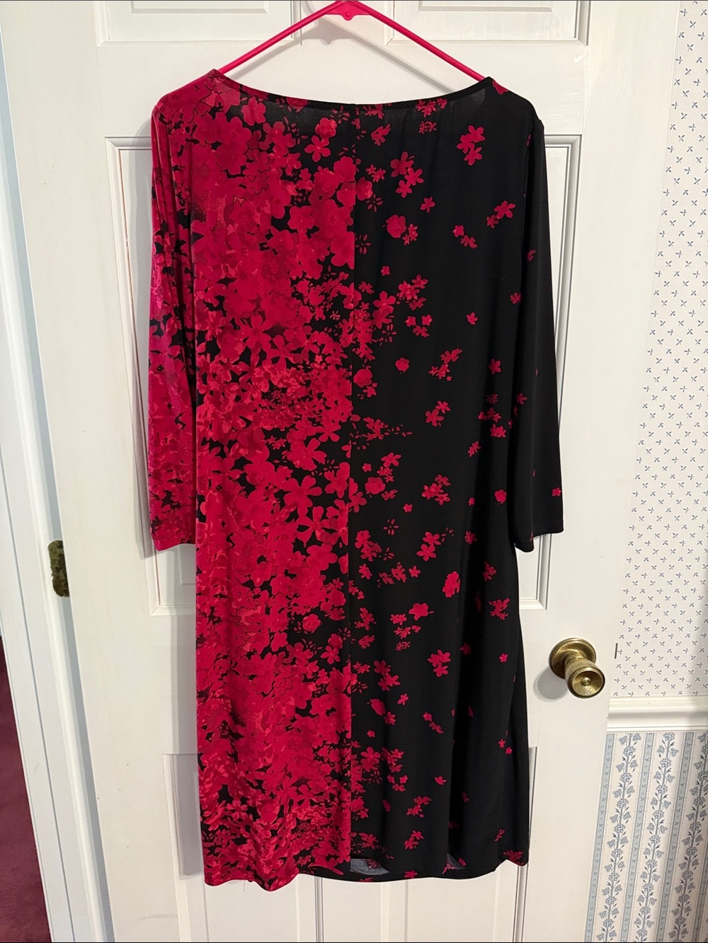 Chaps Black & Red Floral Draped Midi Dress - Picture 4 of 4